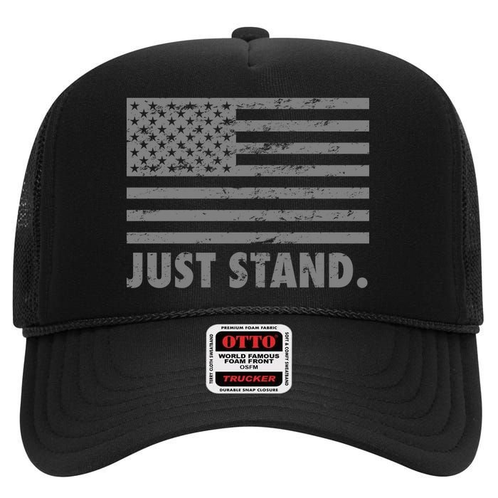 Just Stand Grey Style Flag High Crown Mesh Back Trucker Hat