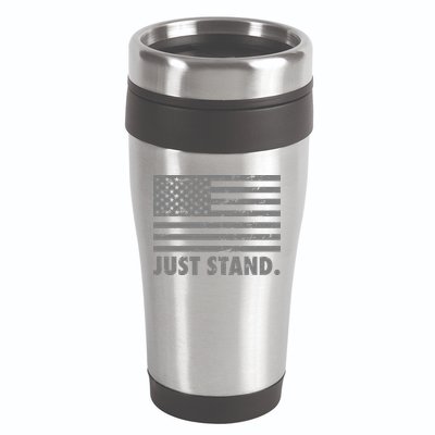 Just Stand Grey Style Flag 16oz Travel Tumbler