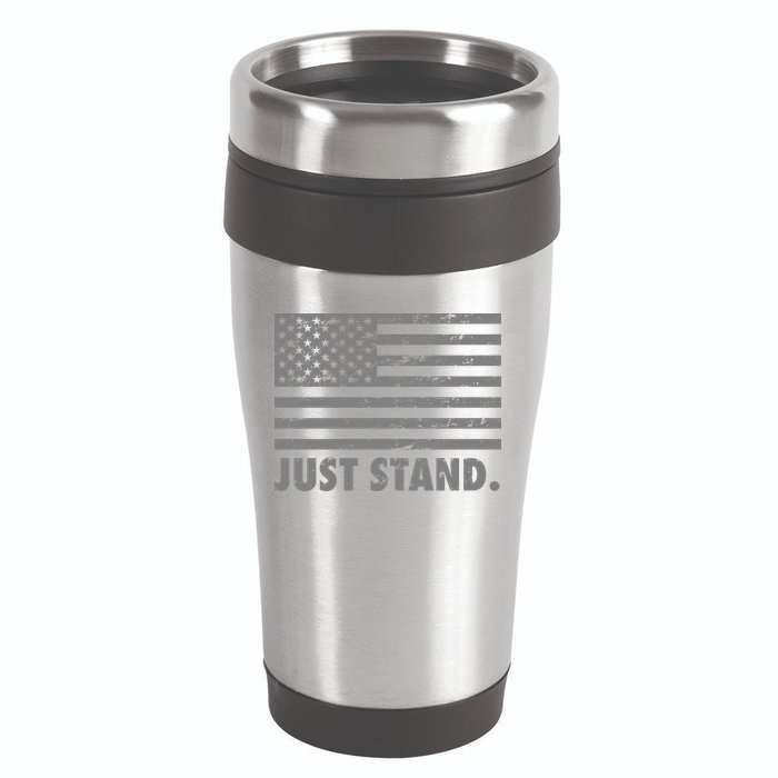 Just Stand Grey Style Flag 16oz Travel Tumbler