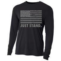 Just Stand Grey Style Flag Cooling Performance Long Sleeve Crew