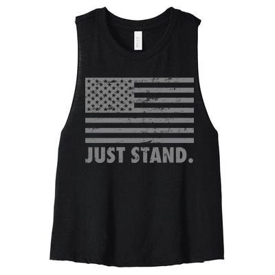 Just Stand Grey Style Flag Women's Racerback Cropped Tank