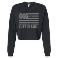 Just Stand Grey Style Flag Cropped Pullover Crew