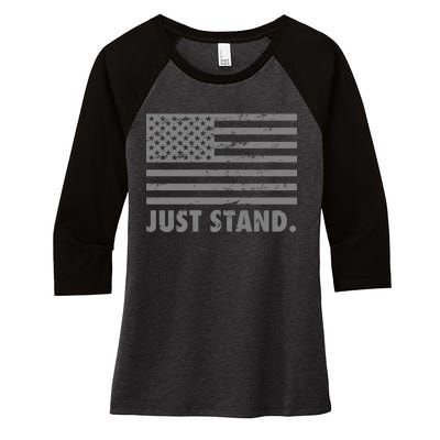 Just Stand Grey Style Flag Women's Tri-Blend 3/4-Sleeve Raglan Shirt