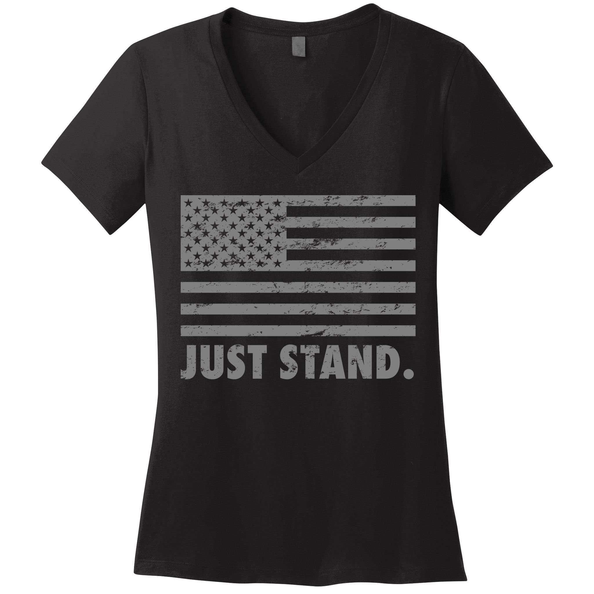 Just Stand Grey Style Flag Women's V-Neck T-Shirt