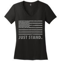 Just Stand Grey Style Flag Women's V-Neck T-Shirt