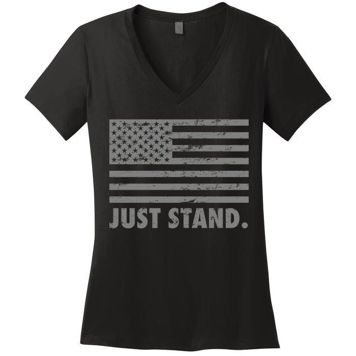 Just Stand Grey Style Flag Women's V-Neck T-Shirt