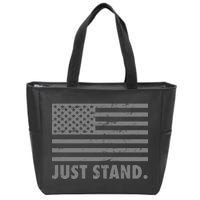 Just Stand Grey Style Flag Zip Tote Bag