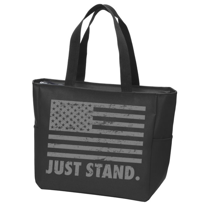 Just Stand Grey Style Flag Zip Tote Bag