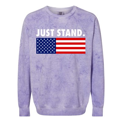 Just Stand Striped American Flag Colorblast Crewneck Sweatshirt