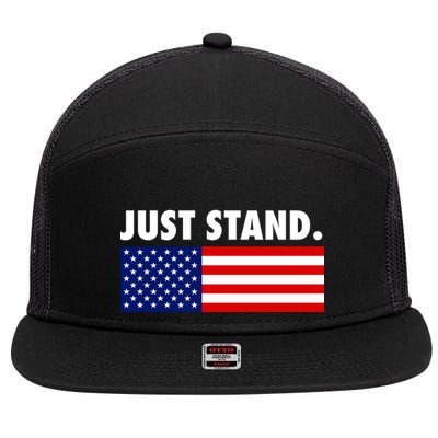 Just Stand Striped American Flag 7 Panel Mesh Trucker Snapback Hat