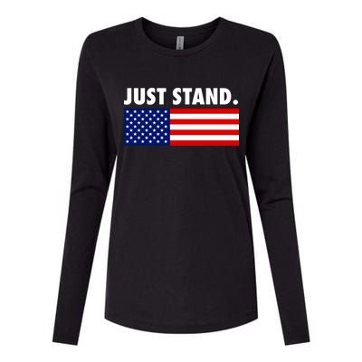 Just Stand Striped American Flag Womens Cotton Relaxed Long Sleeve T-Shirt