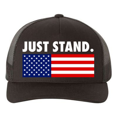 Just Stand Striped American Flag Yupoong Adult 5-Panel Trucker Hat