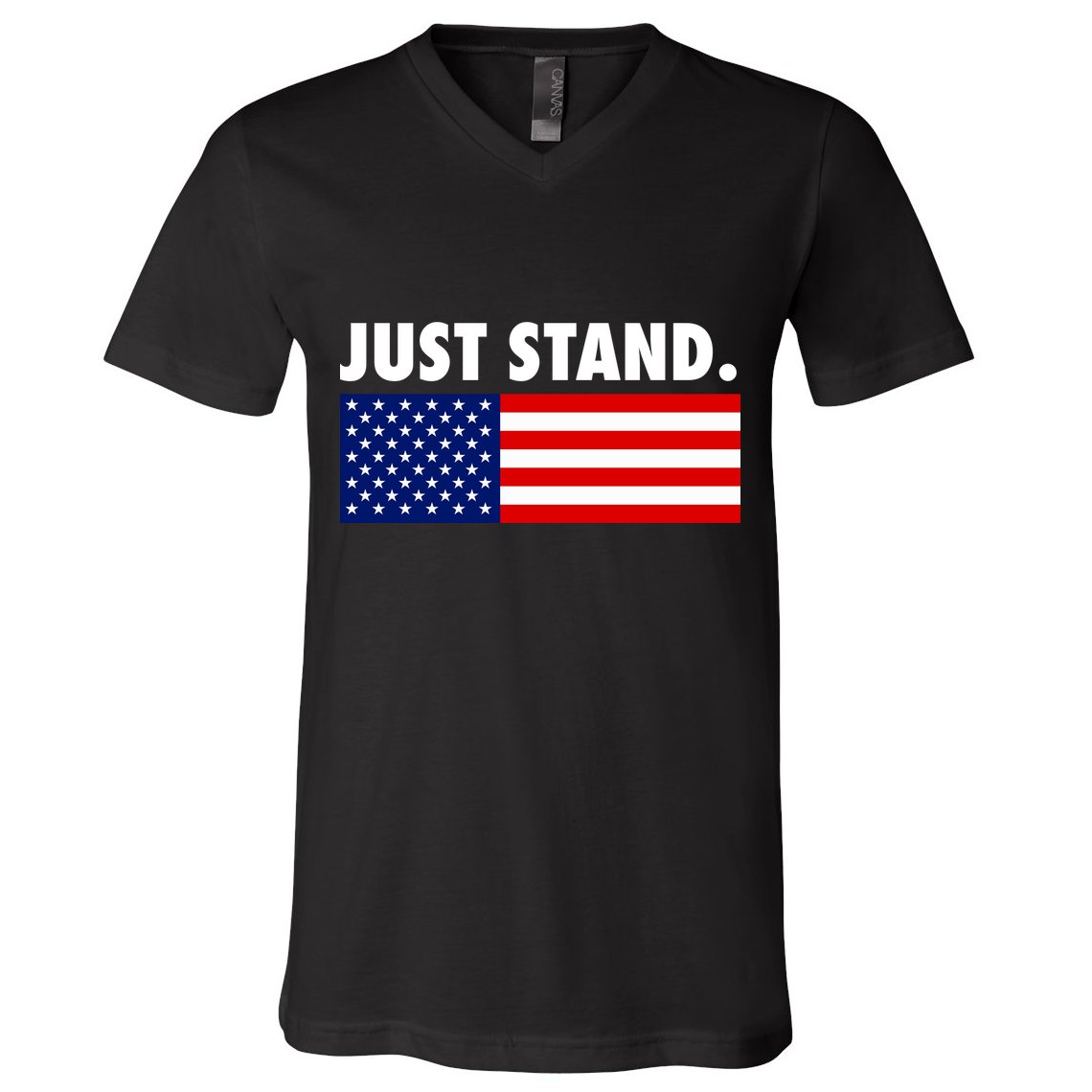Just Stand Striped American Flag V-Neck T-Shirt