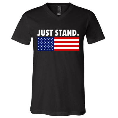 Just Stand Striped American Flag V-Neck T-Shirt