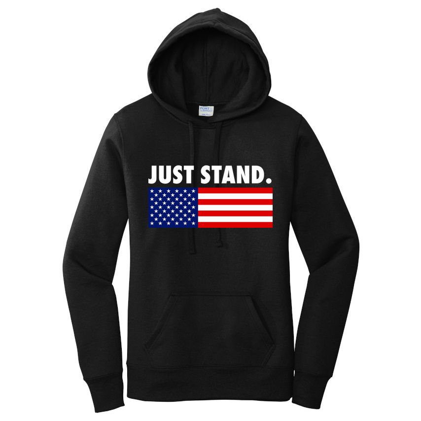 Just Stand Striped American Flag Women's Pullover Hoodie