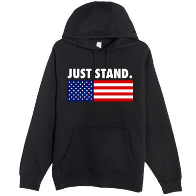 Just Stand Striped American Flag Premium Pullover Hoodie