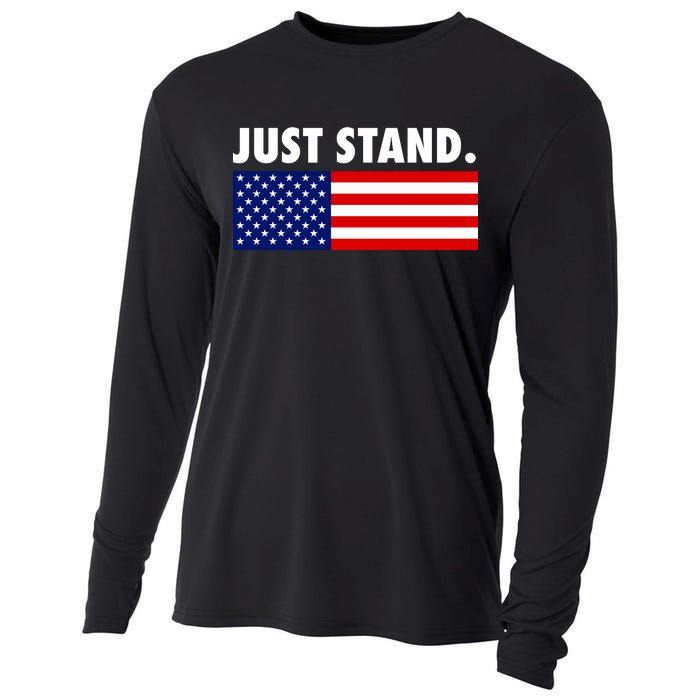 Just Stand Striped American Flag Cooling Performance Long Sleeve Crew