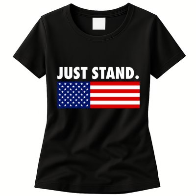 Just Stand Striped American Flag Womens T-Shirt