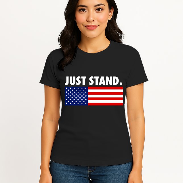Just Stand Striped American Flag Womens T-Shirt
