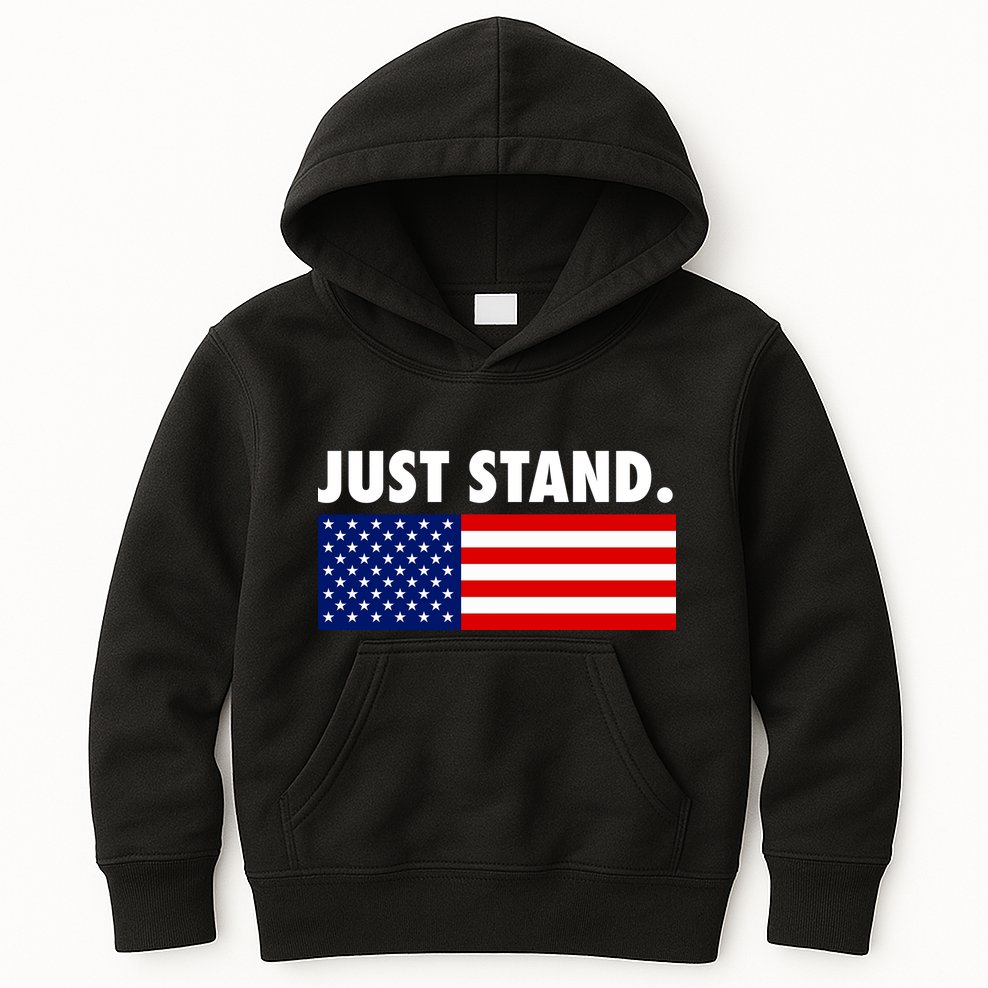 Just Stand Striped American Flag Kids Hoodie