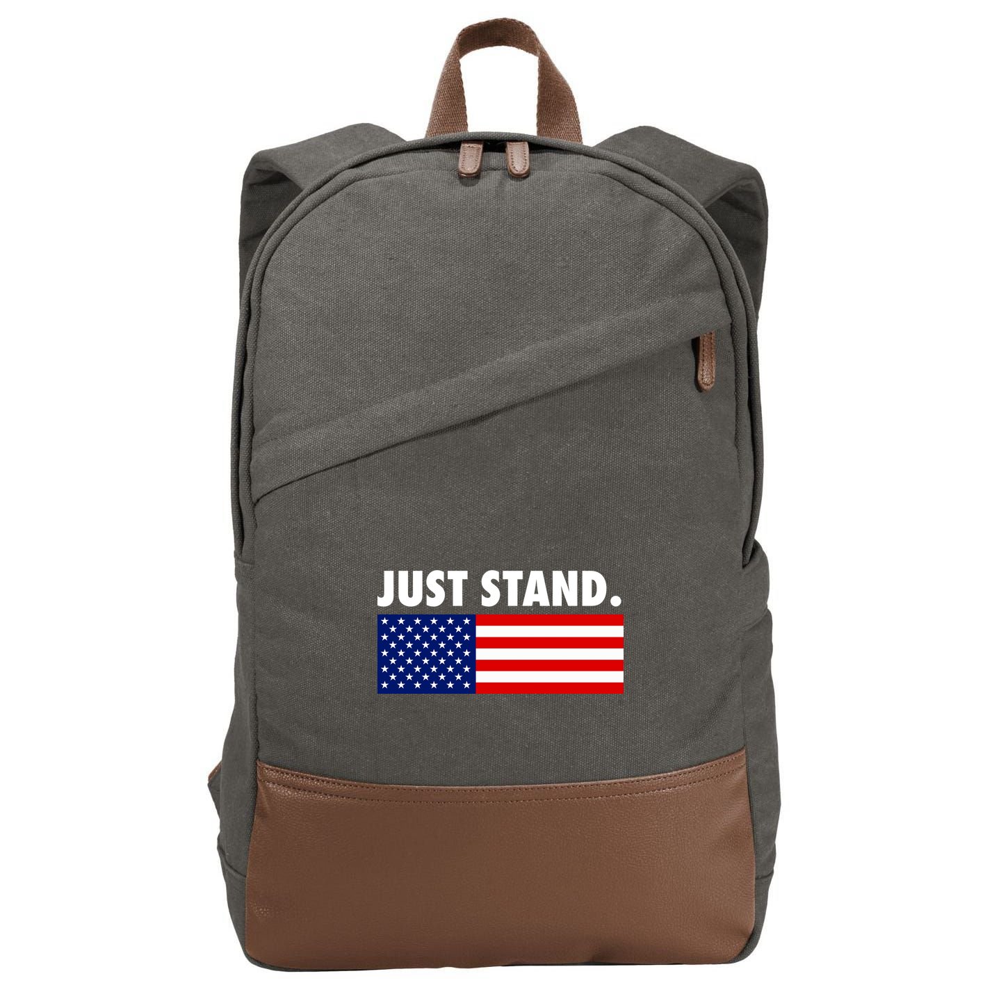 Just Stand Striped American Flag Cotton Canvas Backpack