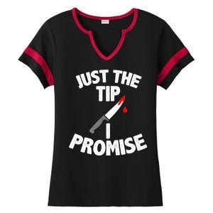 Just The Tip Funny Halloween Knife Ladies Halftime Notch Neck Tee