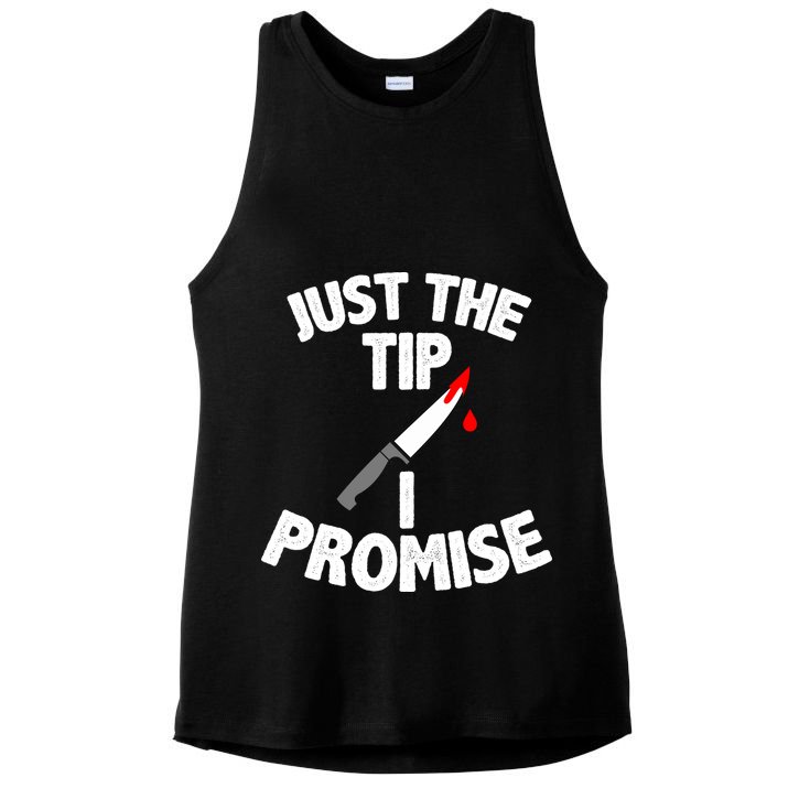 Just The Tip Funny Halloween Knife Ladies PosiCharge Tri-Blend Wicking Tank