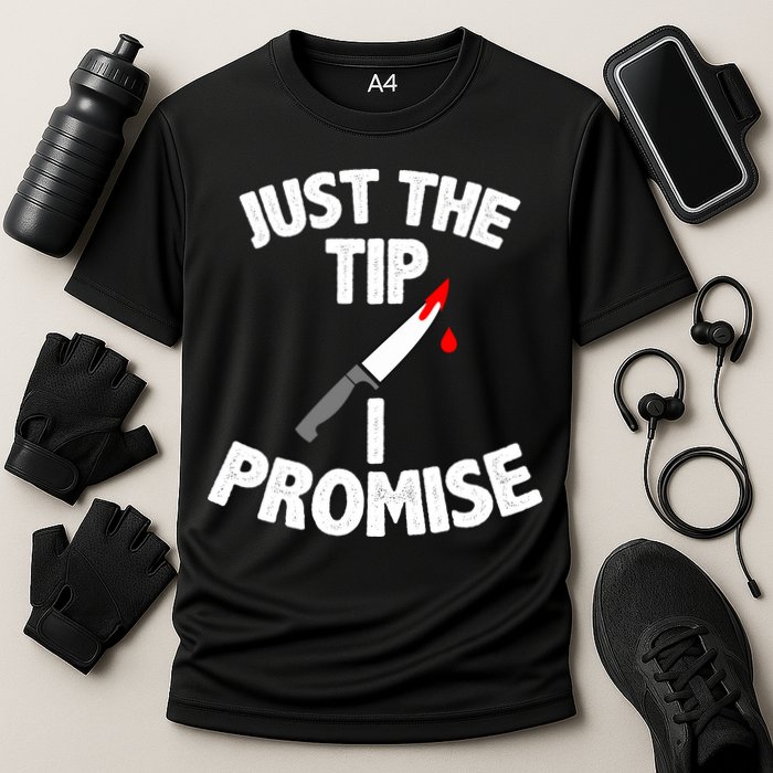 Just The Tip Funny Halloween Knife Cooling Performance Crew T-Shirt