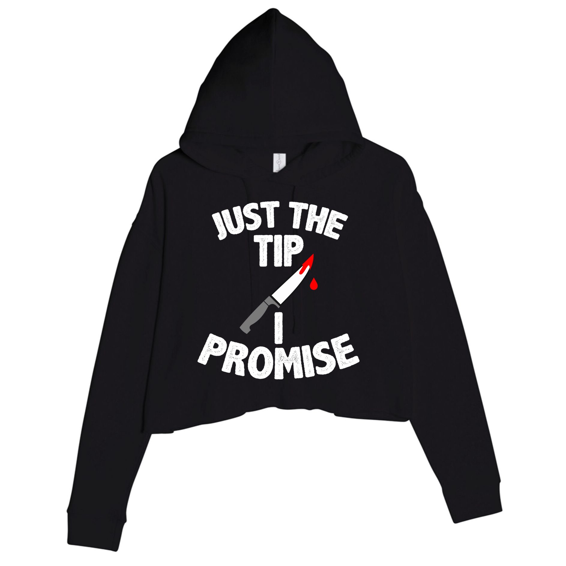 Just The Tip Funny Halloween Knife Crop Fleece Hoodie