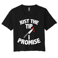 Just The Tip Funny Halloween Knife Women's Crop Top Tee
