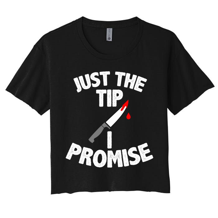 Just The Tip Funny Halloween Knife Women's Crop Top Tee