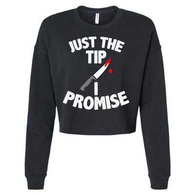 Just The Tip Funny Halloween Knife Cropped Pullover Crew