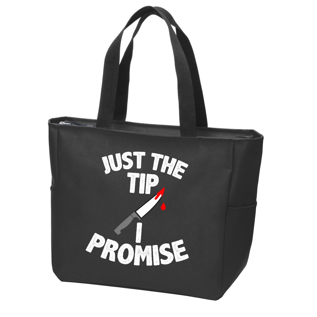 Just The Tip Funny Halloween Knife Zip Tote Bag
