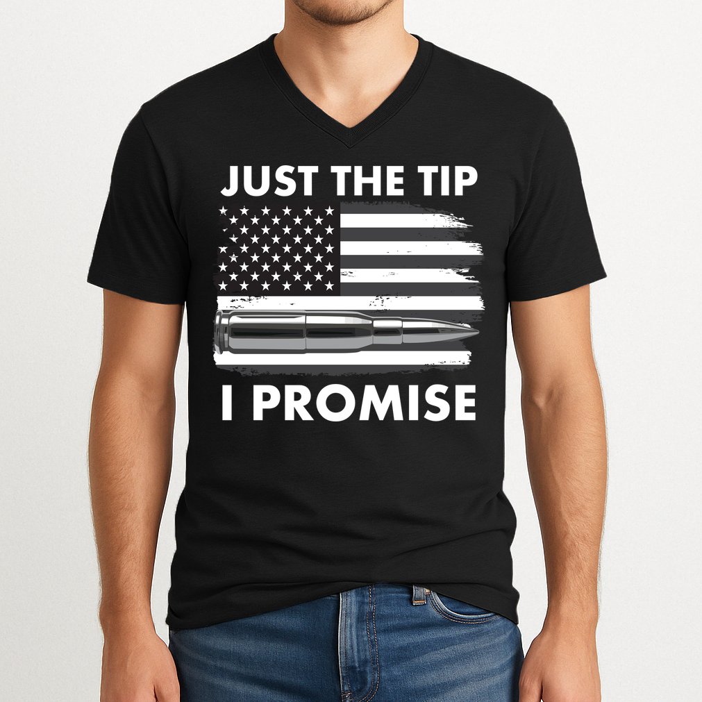 Just the Tip I Promise USA Bullet Flag V-Neck T-Shirt