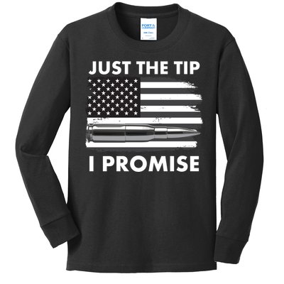 Just the Tip I Promise USA Bullet Flag Kids Long Sleeve Shirt