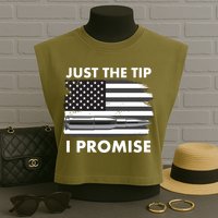 Just the Tip I Promise USA Bullet Flag Garment-Dyed Women's Muscle Tee