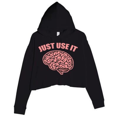 Just Use It Funny Brain Crop Fleece Hoodie