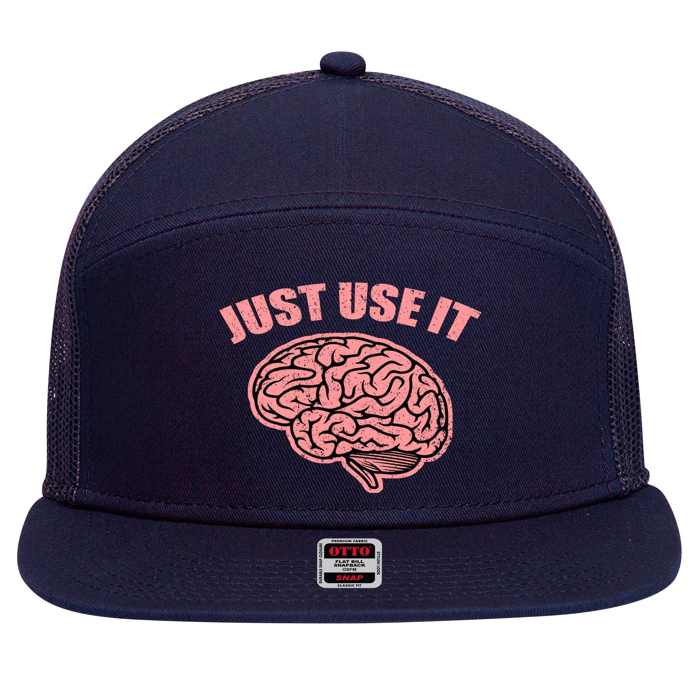 Just Use It Funny Brain 7 Panel Mesh Trucker Snapback Hat