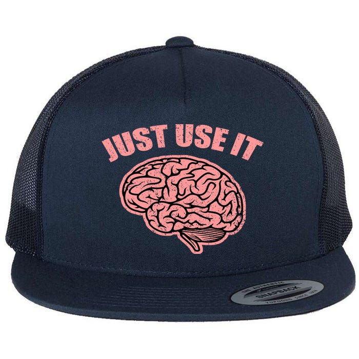Just Use It Funny Brain Flat Bill Trucker Hat