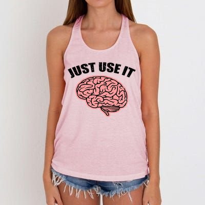 Just Use It Funny Brain Women's Knotted Racerback Tank