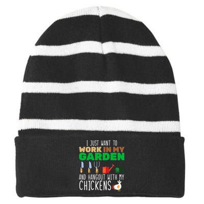 Just Want To Work In My Garden Striped Beanie with Solid Band