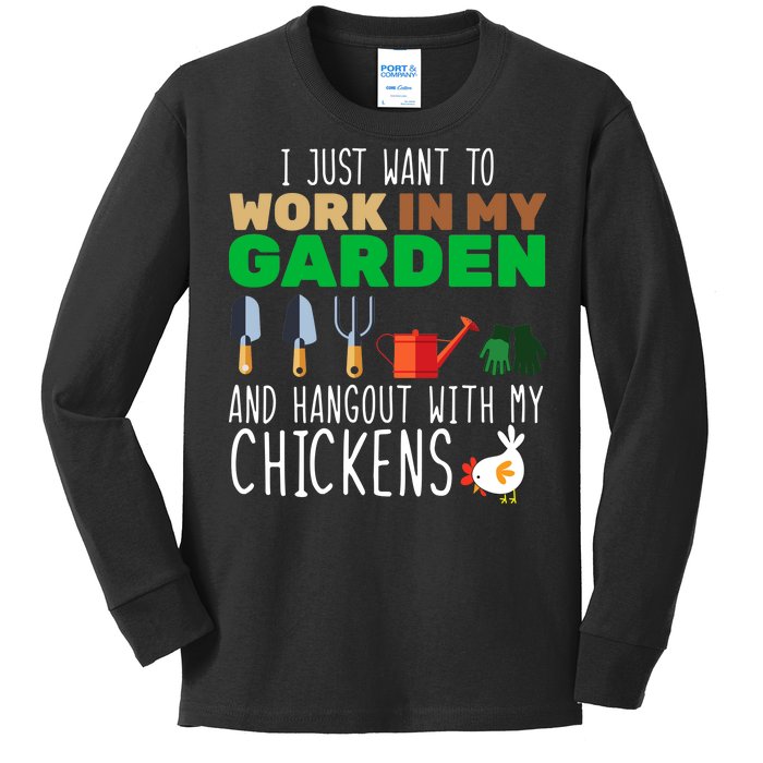 Just Want To Work In My Garden Kids Long Sleeve Shirt