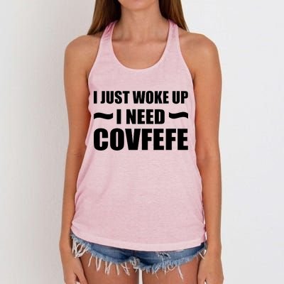 Just Woke Up I Need Covfefe Women's Knotted Racerback Tank