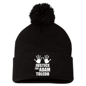 Justice For Adam Toledo Black Lives Matter Pom Pom 12in Knit Beanie