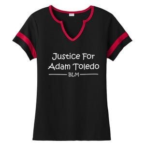 Justice For Adam Toledo BLM Hand Writing Ladies Halftime Notch Neck Tee