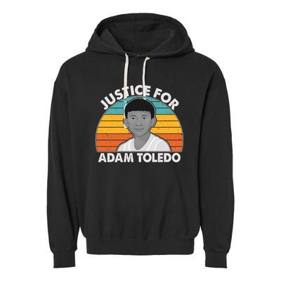 Justice For Adam Toledo Vintage Garment-Dyed Fleece Hoodie
