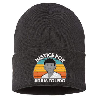 Justice For Adam Toledo Vintage Sustainable Knit Beanie