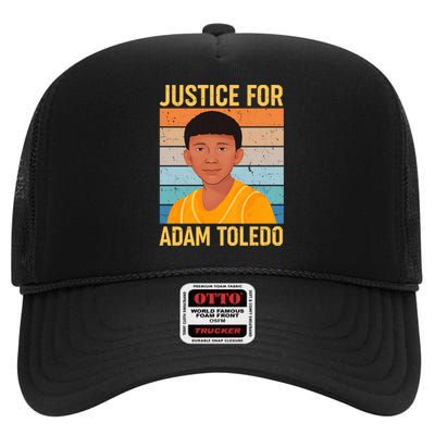 Justice For Adam Toledo Vintage Poster High Crown Mesh Back Trucker Hat