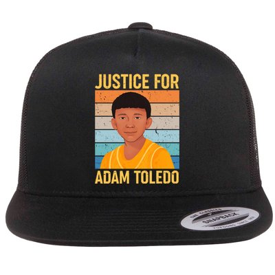 Justice For Adam Toledo Vintage Poster Flat Bill Trucker Hat