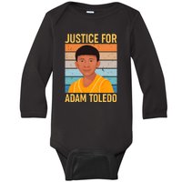 Justice For Adam Toledo Vintage Poster Baby Long Sleeve Bodysuit